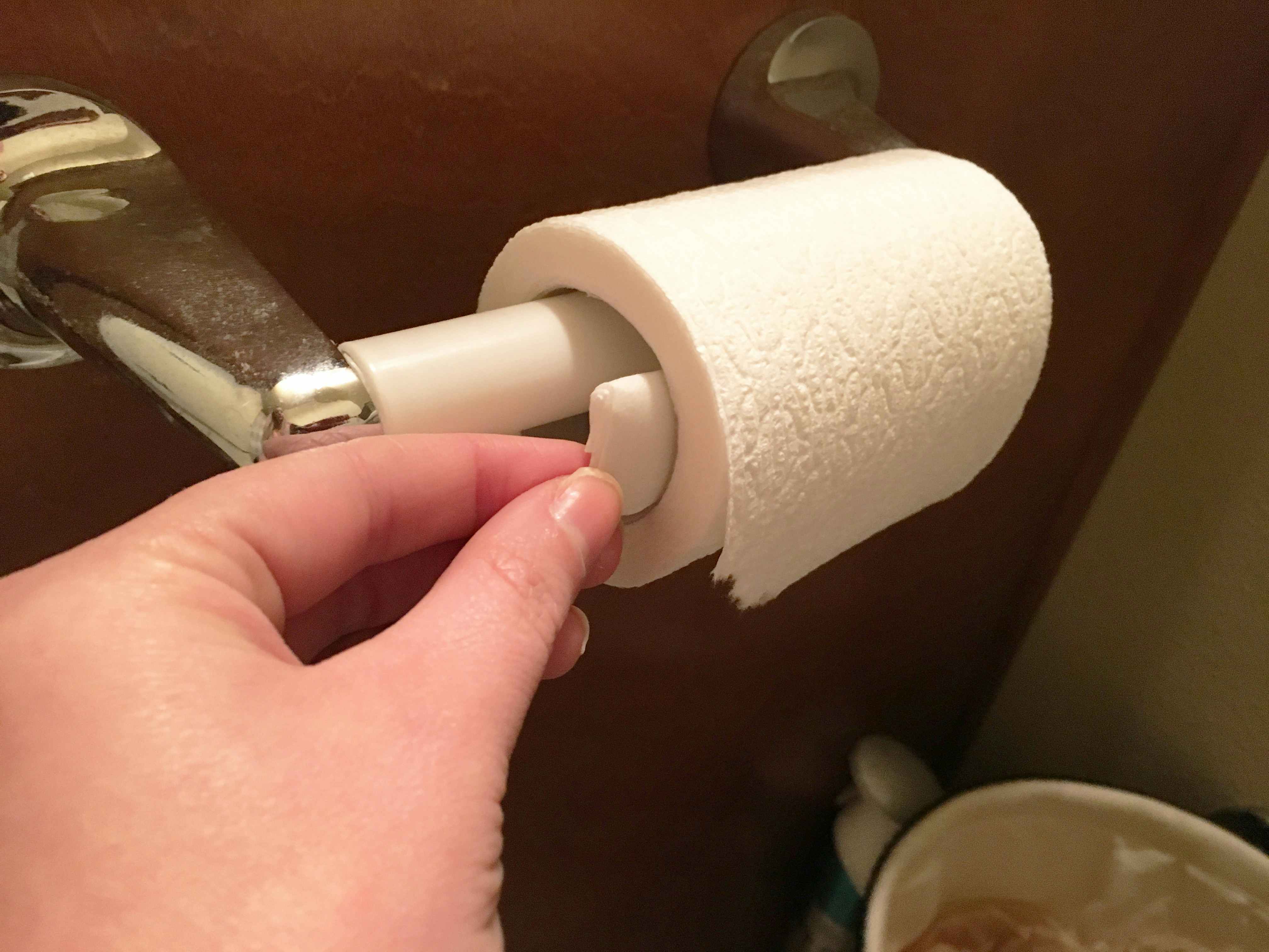 Set in a toilet paper roll for a fresh-smelling bathroom.