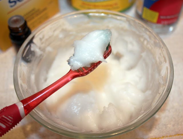 Mix coconut oil with baking soda and essential oil for whitening toothpaste.