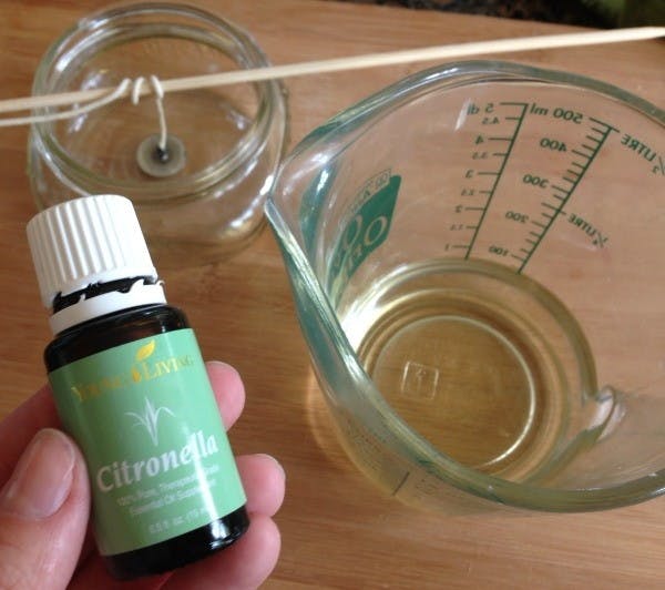 Combine leftover wax with citronella oil to keep bugs away.