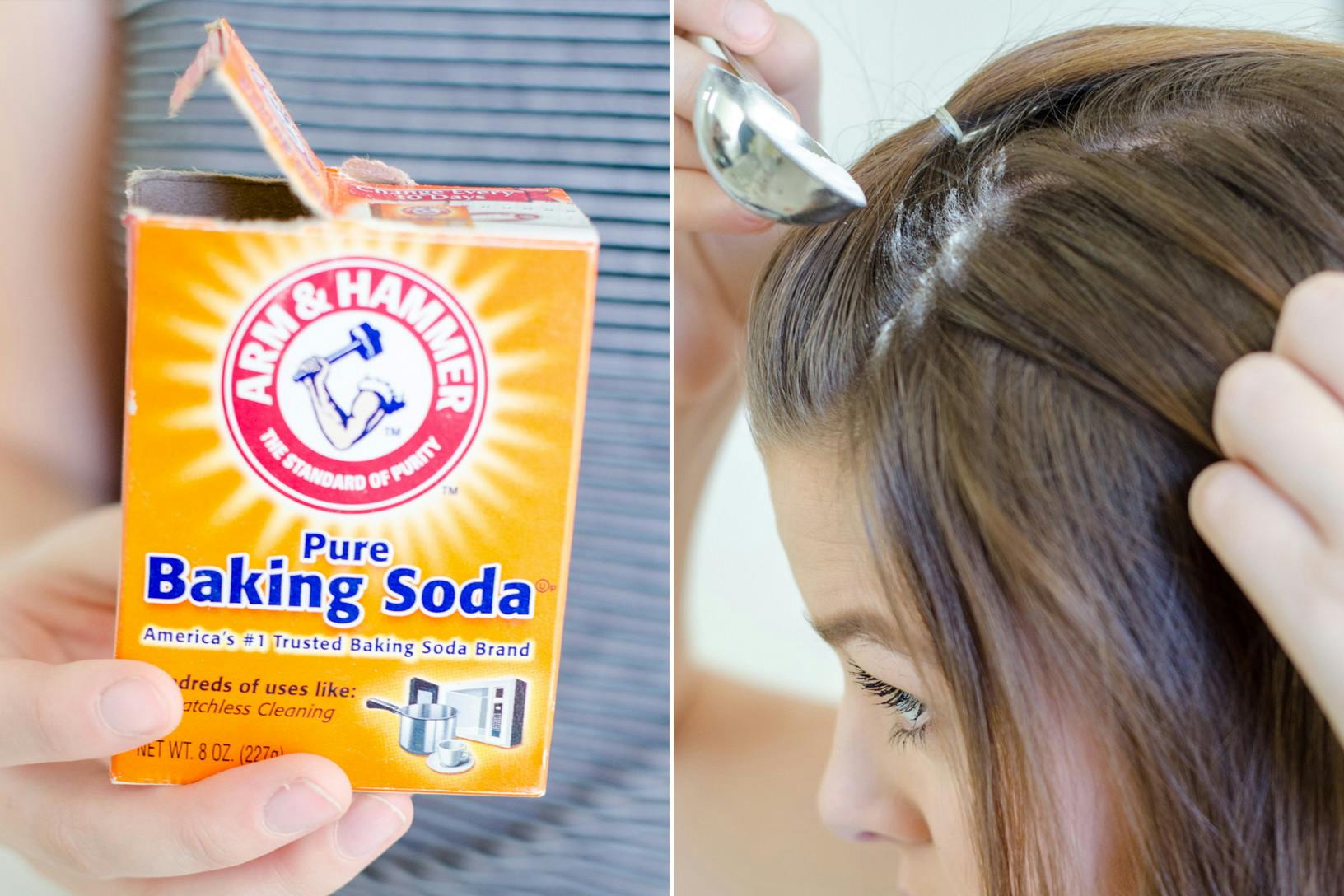 Replace your dry shampoo with baking soda when you're in a pinch.