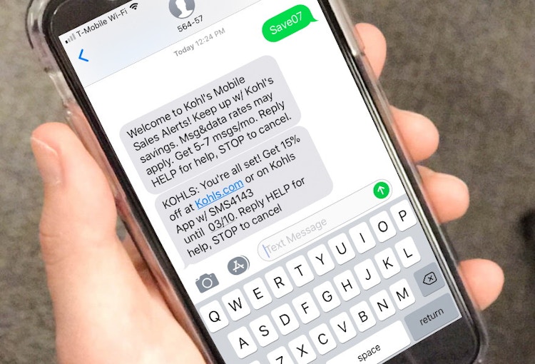 Kohls text on phone