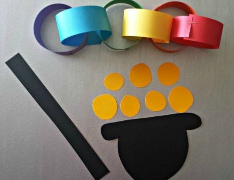 Have your kids make a hanging pot of gold out of construction paper.
