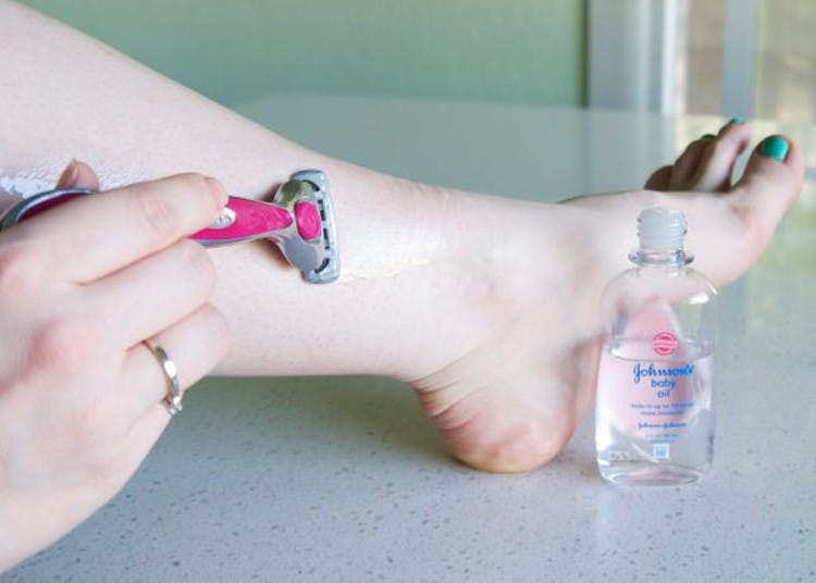 Use baby oil on your legs for a quick shave.