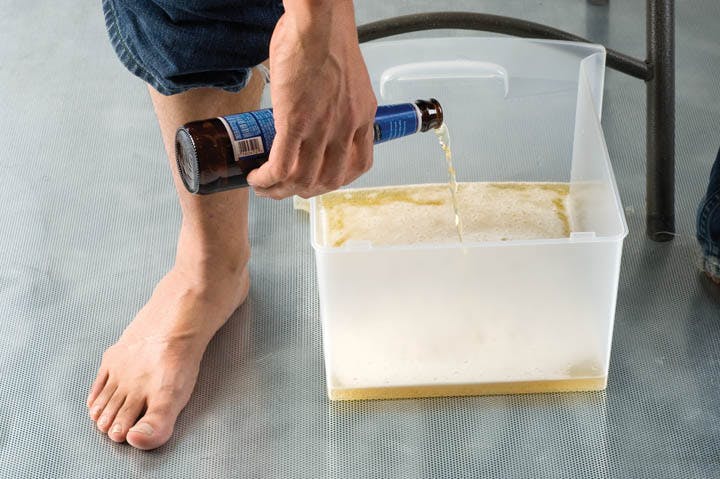 Soak your feet in vinegar and dark beer.