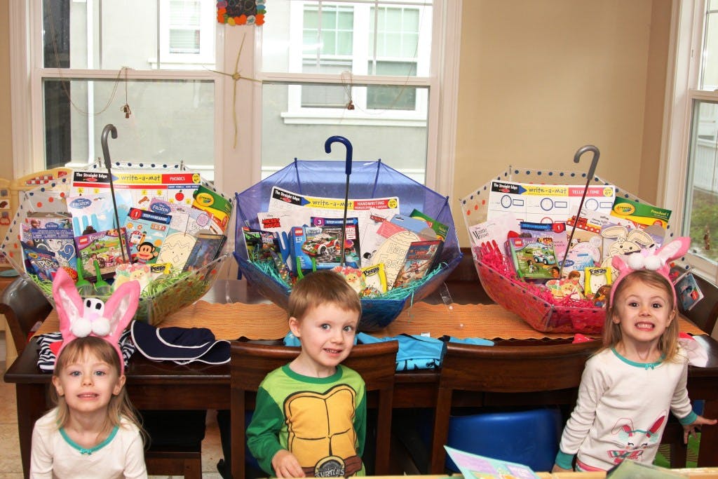 Use umbrellas as Easter baskets.