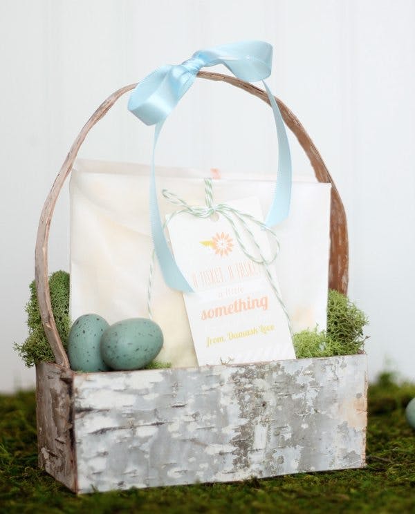 Use birch bark, cardstock and craft glue to make a rustic Easter basket.