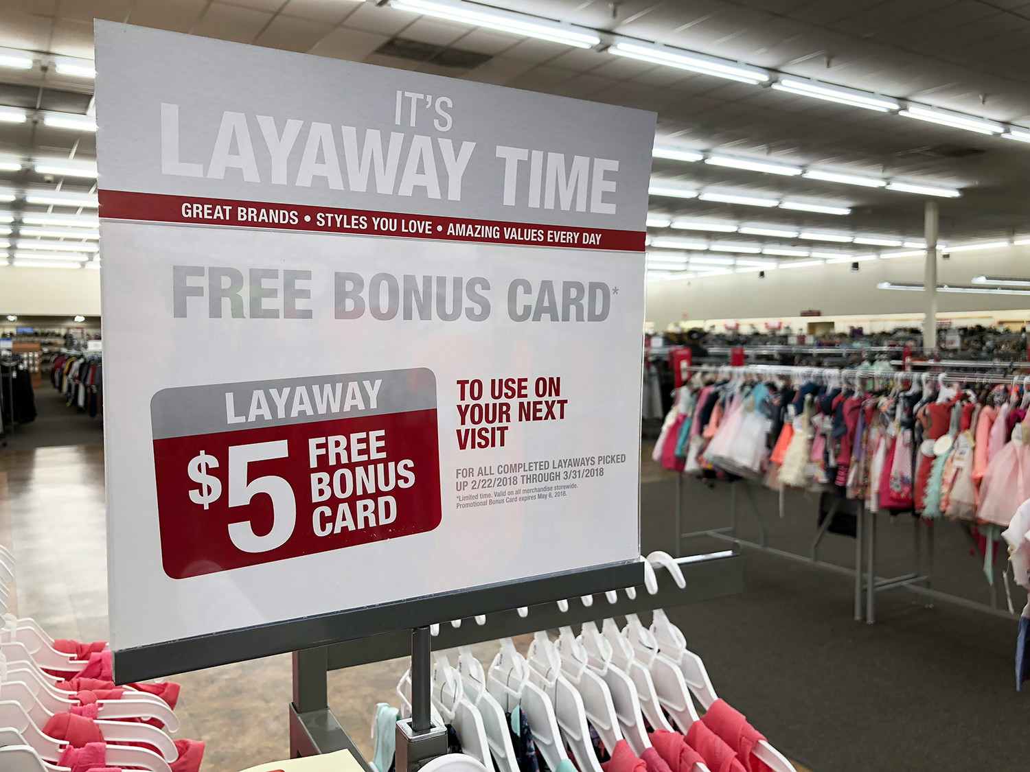 burlington cot factory layaway sign