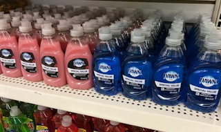 Dawn dish soap stocked on a shelf at Dollar Tree.