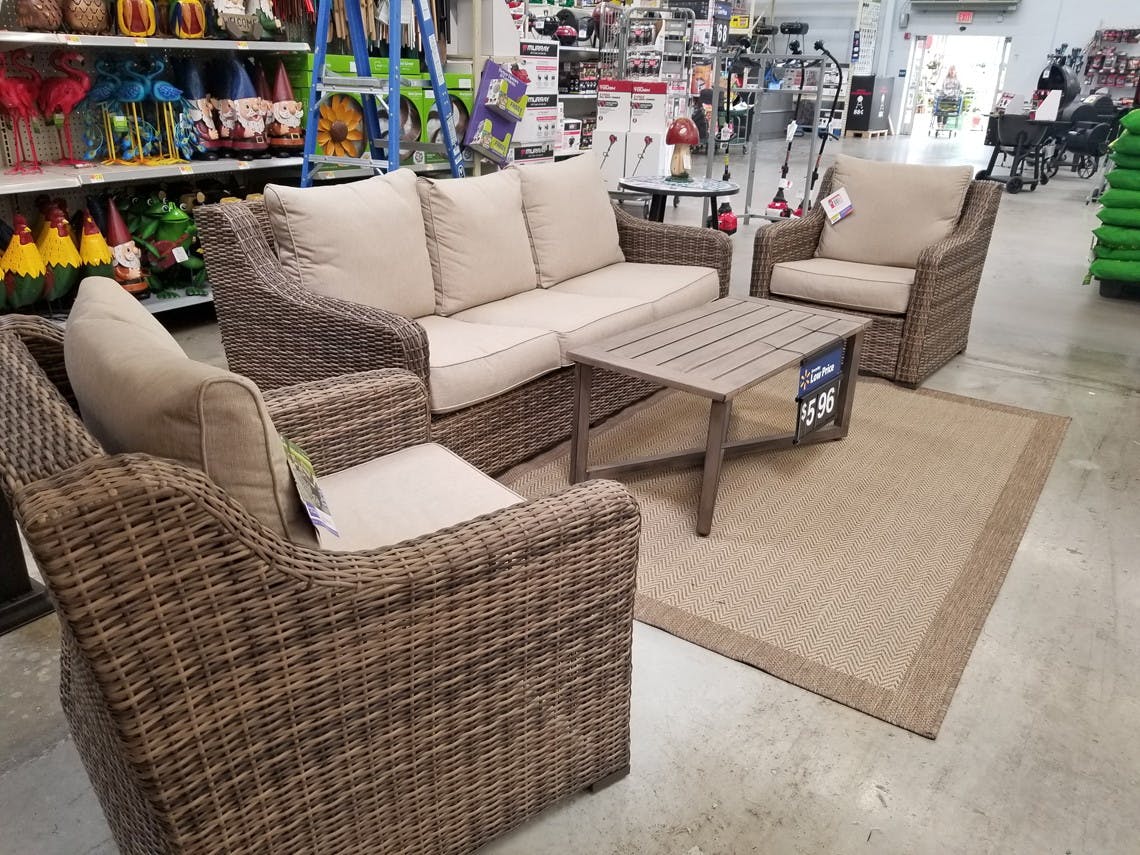 Patio furniture on display at Walmart