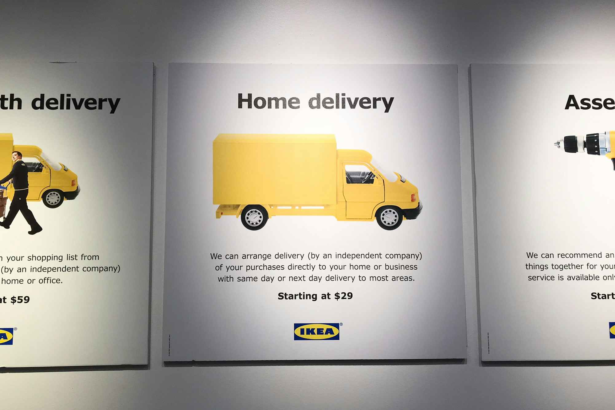 a sign for home delivery at the IKEA store