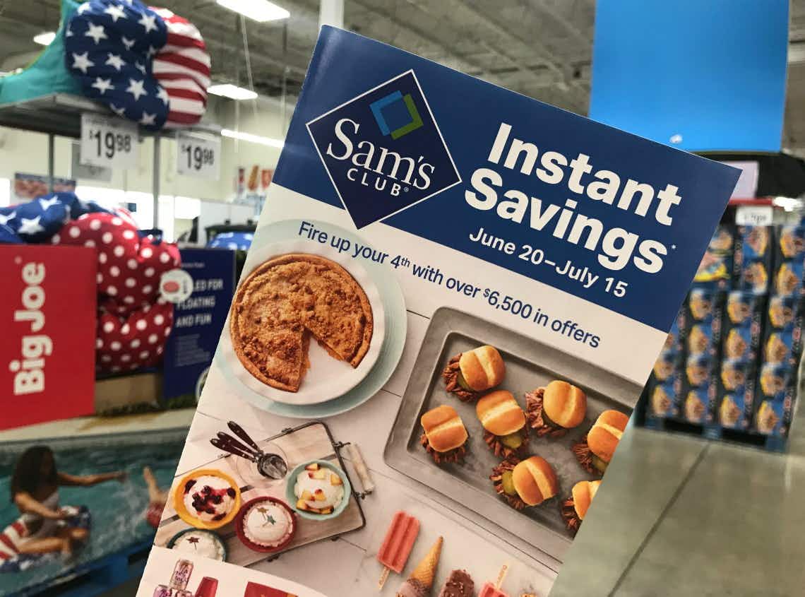 Sam's Club Instant Savings book inside store during 4th of July 
