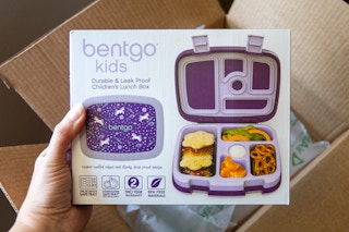 Bentgo kids lunch box being pulled from an Amazon box