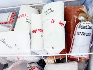 freezer with beef cuts