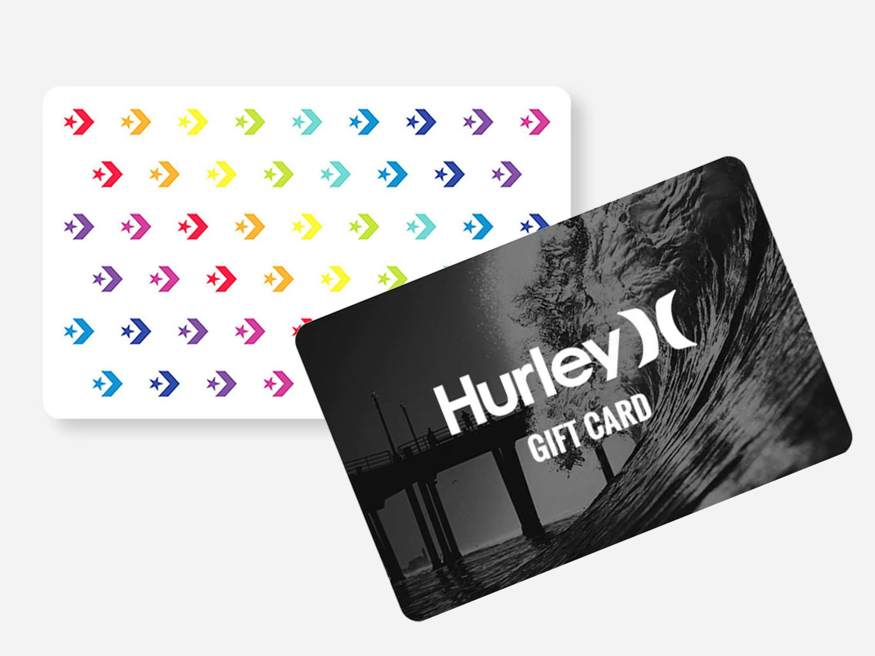 A graphic of Converse and Hurley gift cards.