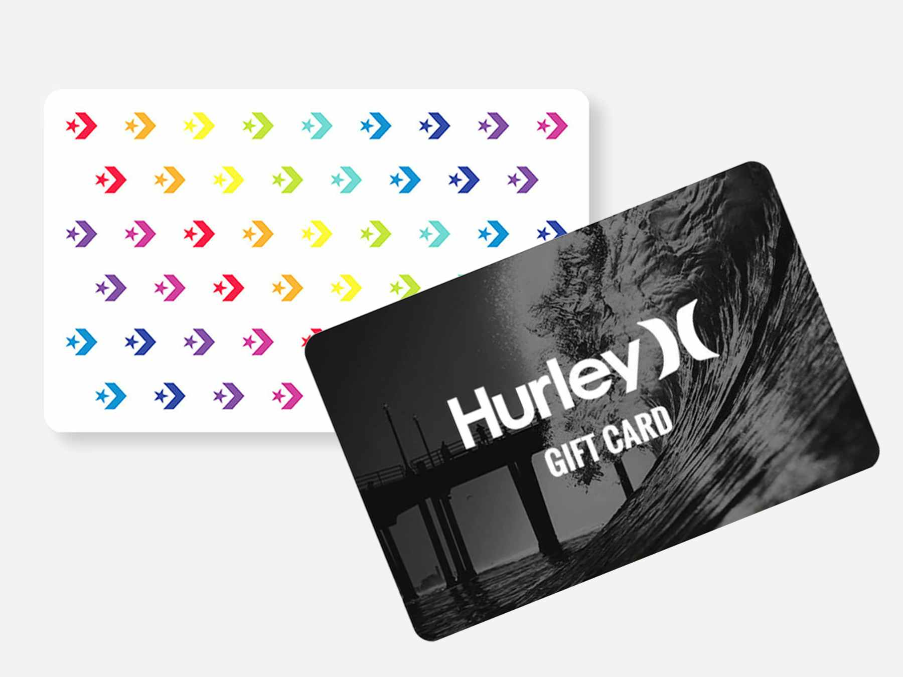 A graphic of Converse and Hurley gift cards.