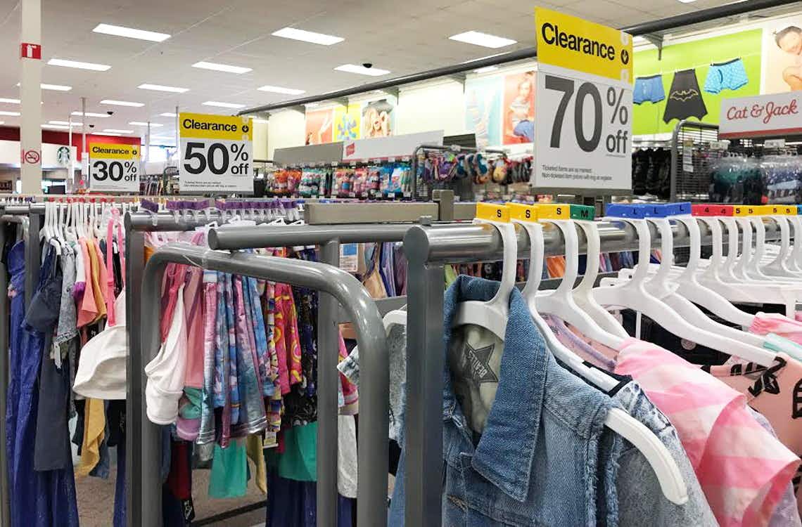 Clearance clothing racks at Target for up to 70% off