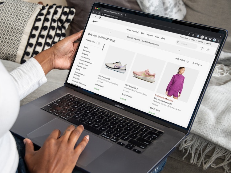Someone looking at the Sale page on Nike's website