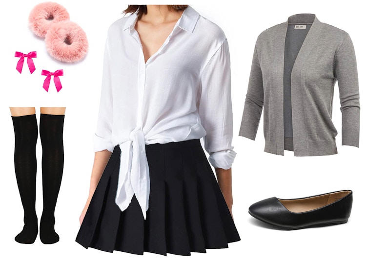 A collage of clothing items for a Britney Spears costume.