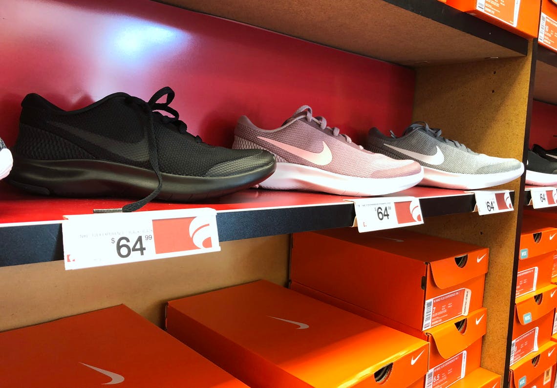 famous footwear shelf with cheap nike shoes