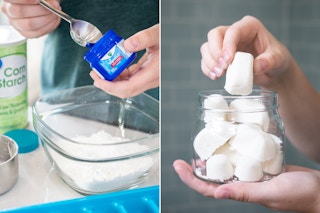 A person making homemade vapor rub shower melts