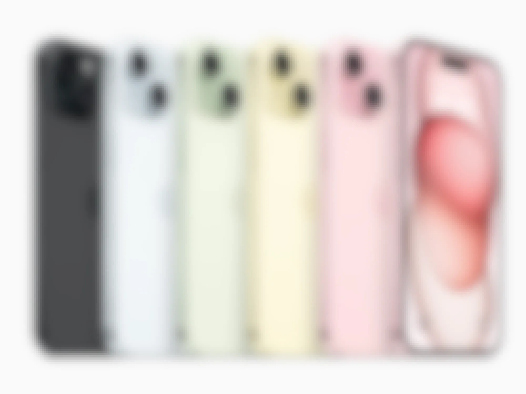 multiple apple iphone 15s lined up