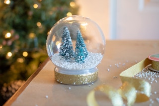 a snowglobe with trees in it
