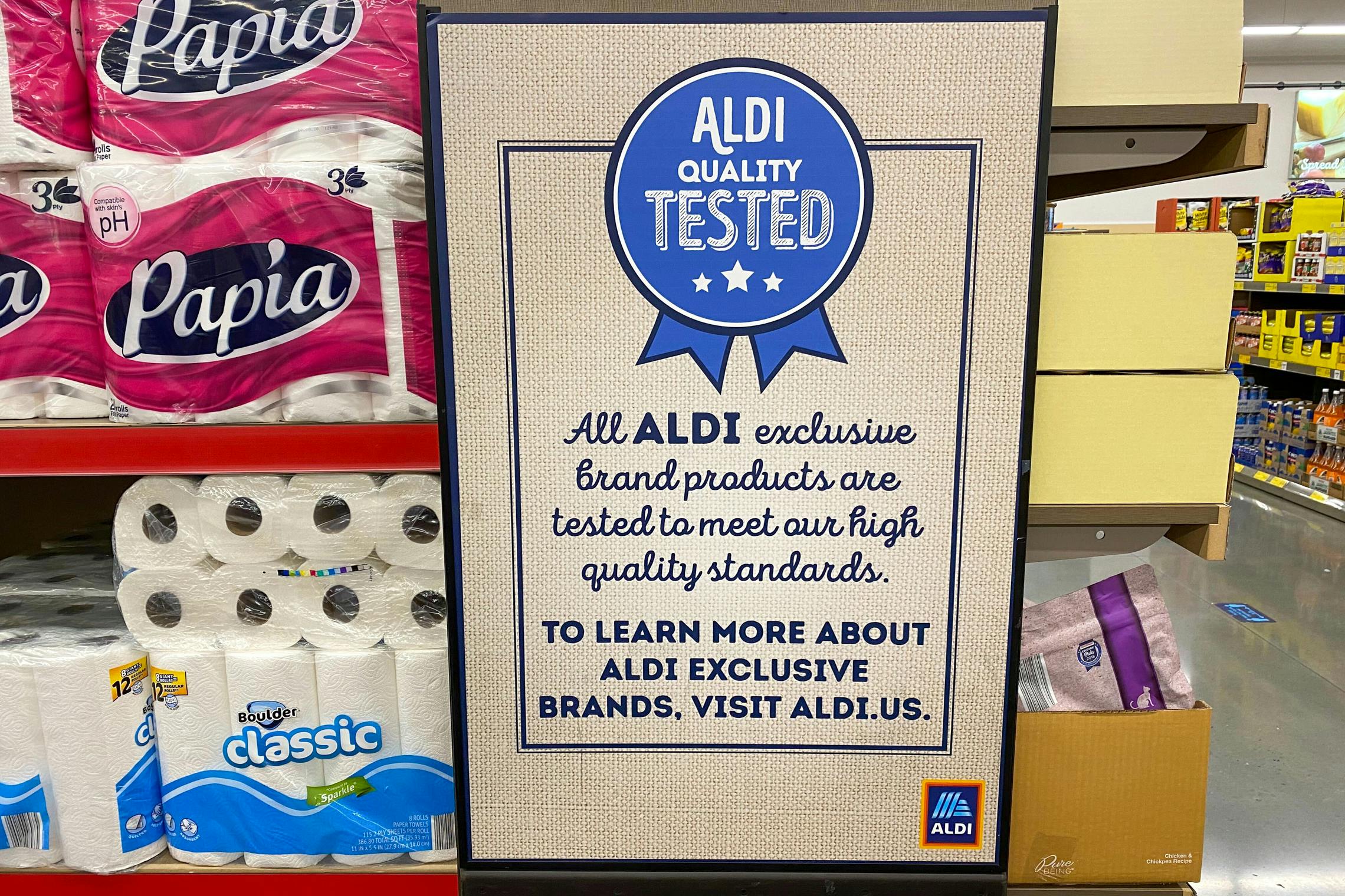 Aldi return exclusive products sign