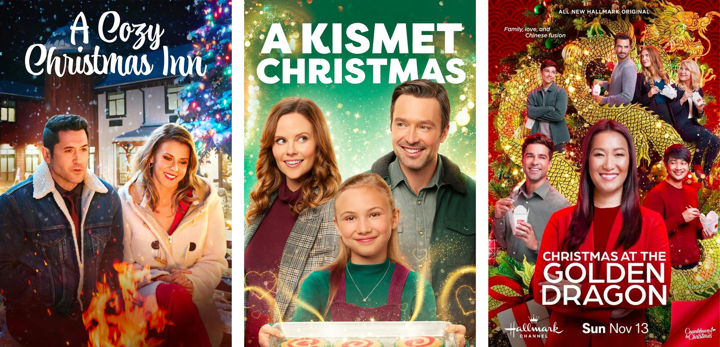 Movie covers for three Hallmark Christmas movies.