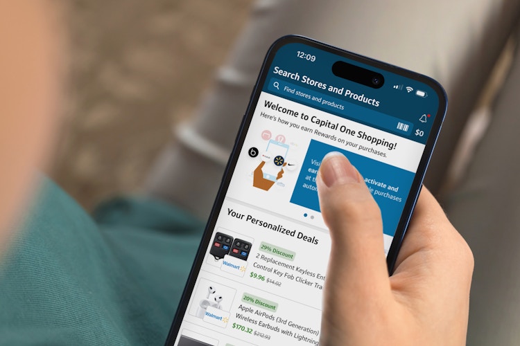 Someone looking at the Capital One Shopping app on their phone