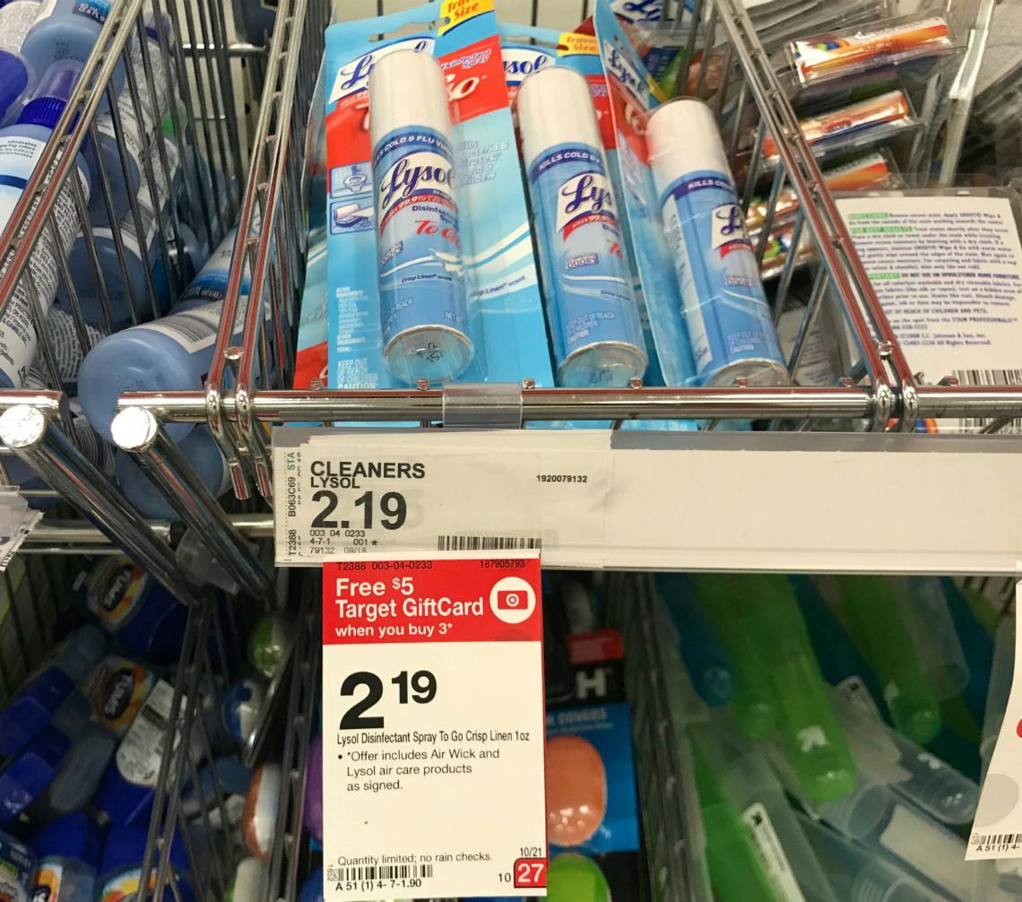 Lysol Disinfectant Spray To Go, Only 0.19 at Target
