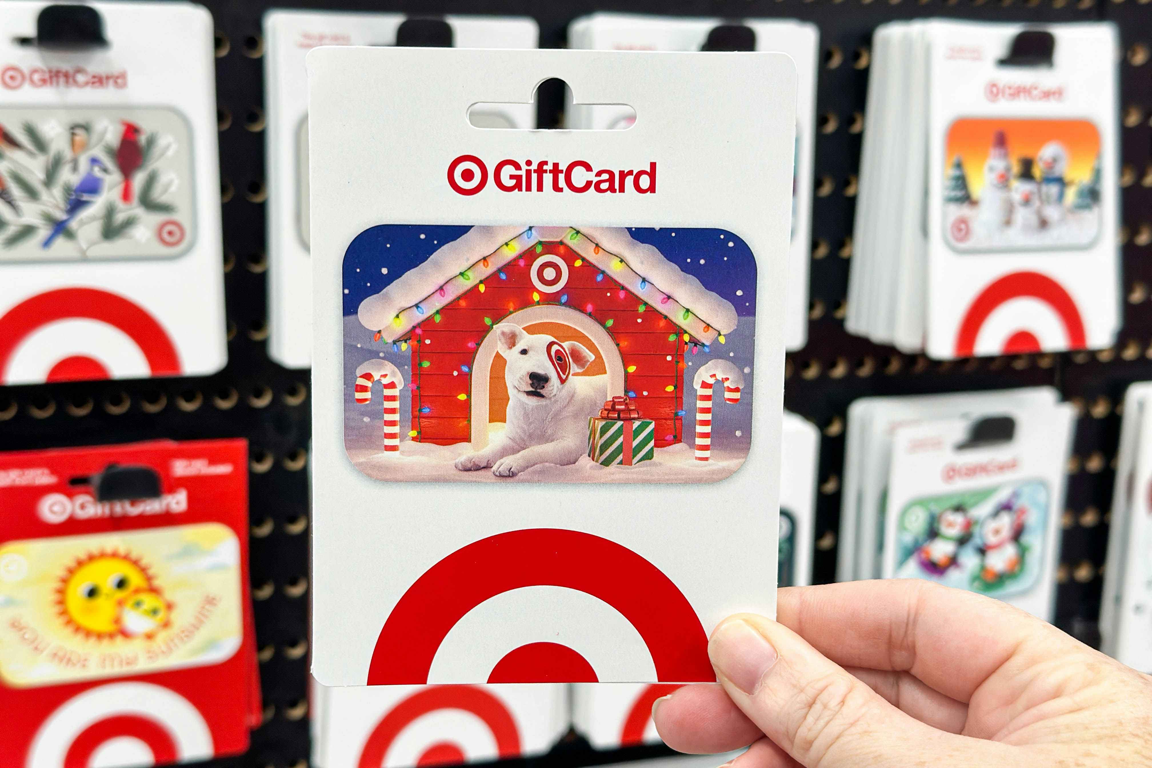 a target gift card being held 