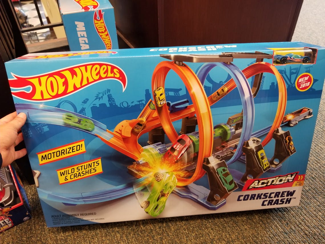 hot wheels corkscrew crash track set walmart