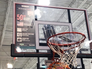 Basketball hoop inside Dicks Sporting Goods