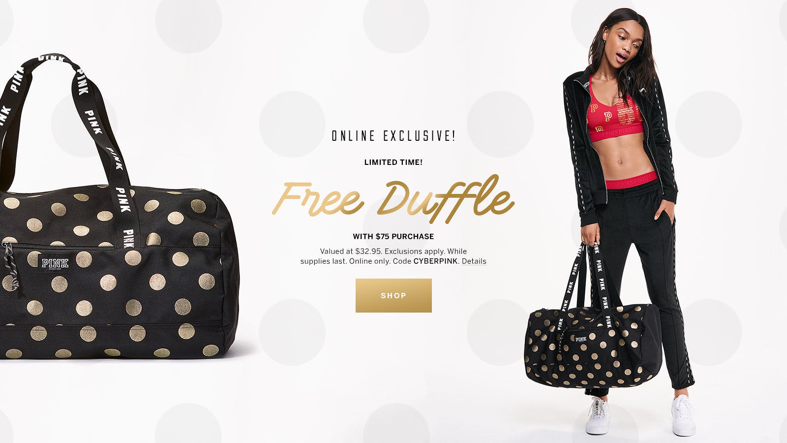 victoria secret free duffle bag with $75 purchase