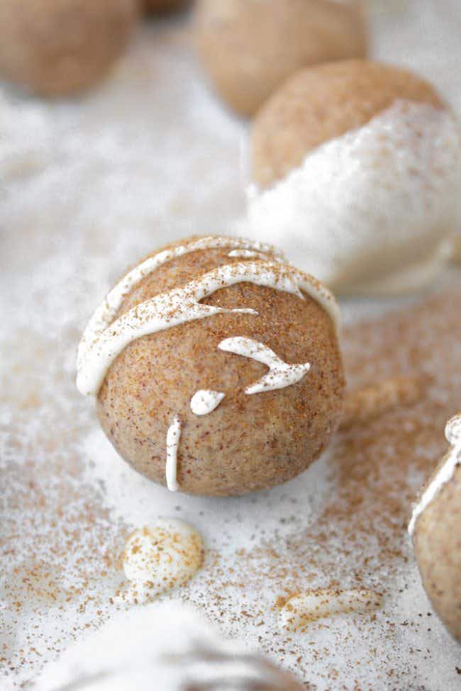cinnamon truffles with white icing
