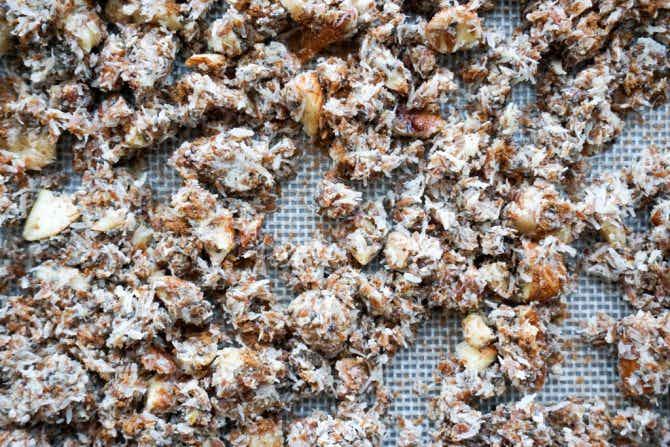 granola on a non-stick baking sheet