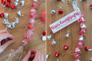 someone tying kisses in cellophane