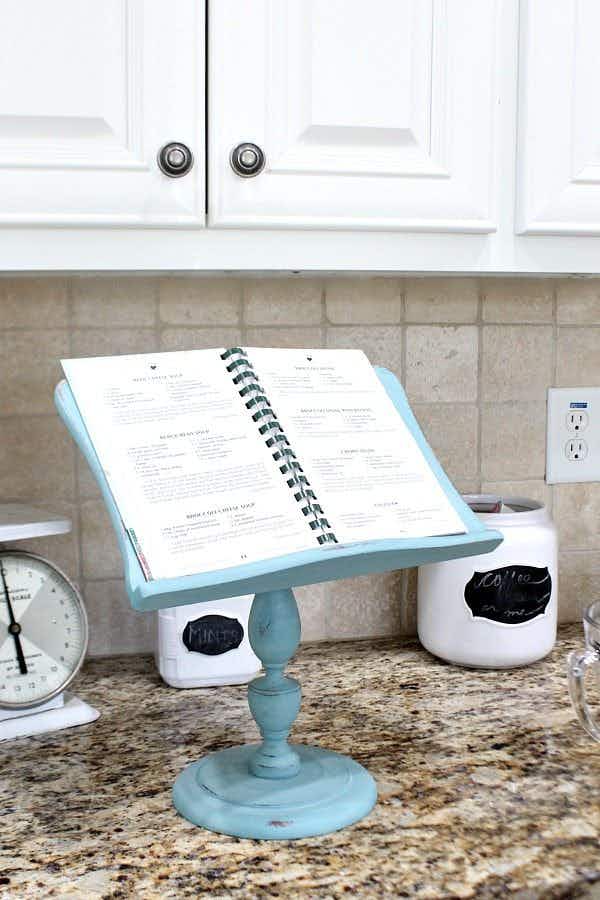 DIY Farmhouse: Upcycle an old recipe holder into functional farmhouse decor and save at least $10.00.