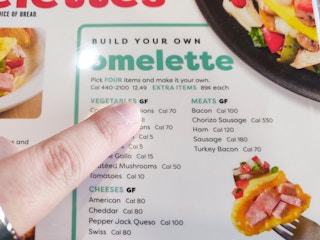 A person's hand pointing to the