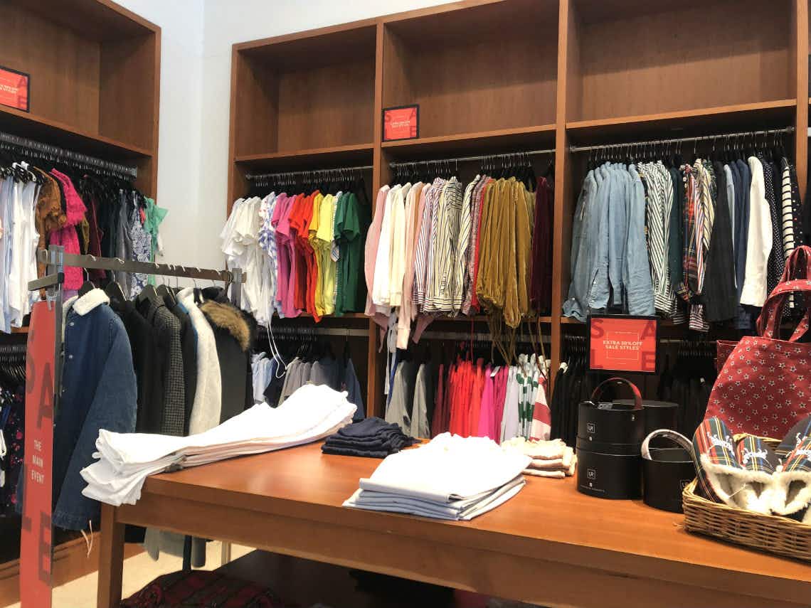 clearance corner of j.crew factory clothing store