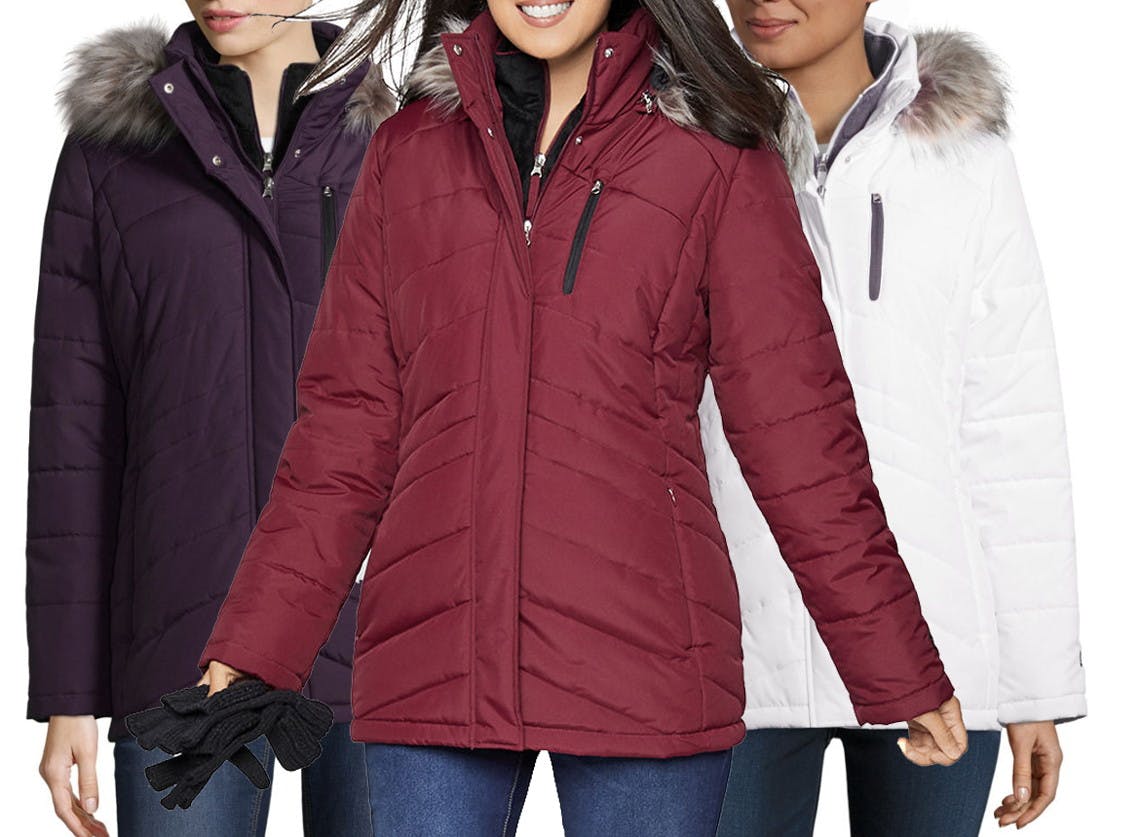 free country hooded water resistant heavyweight puffer jacket