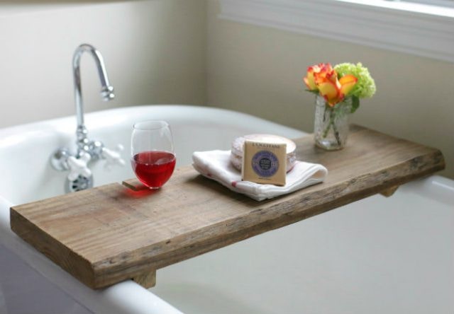DIY Farmhouse: Make a reclaimed wood bath caddy and save up to $42.00.