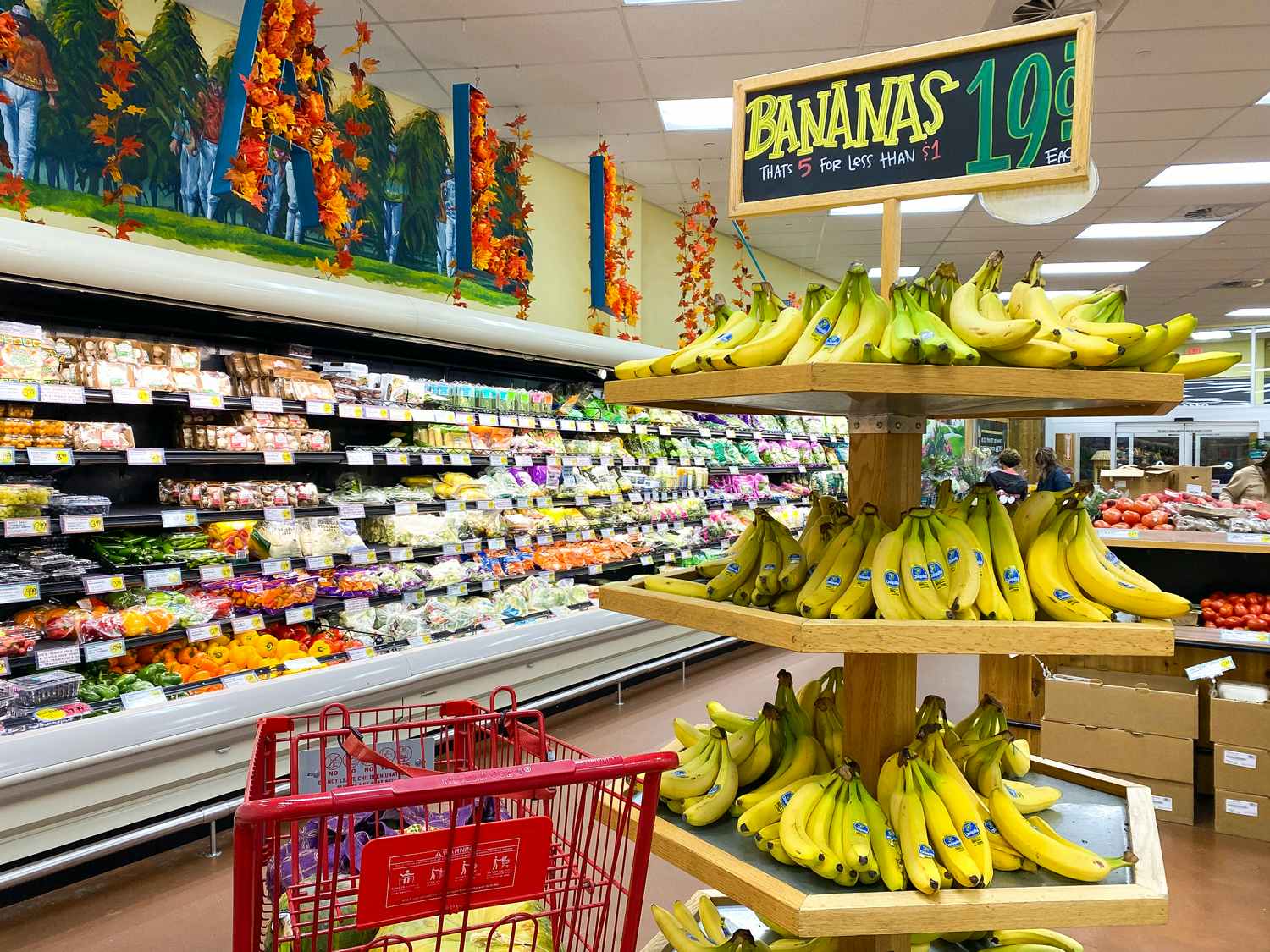 trader joes cart near banana display