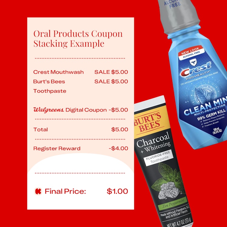 a coupon stacking example for oral products at walgreens