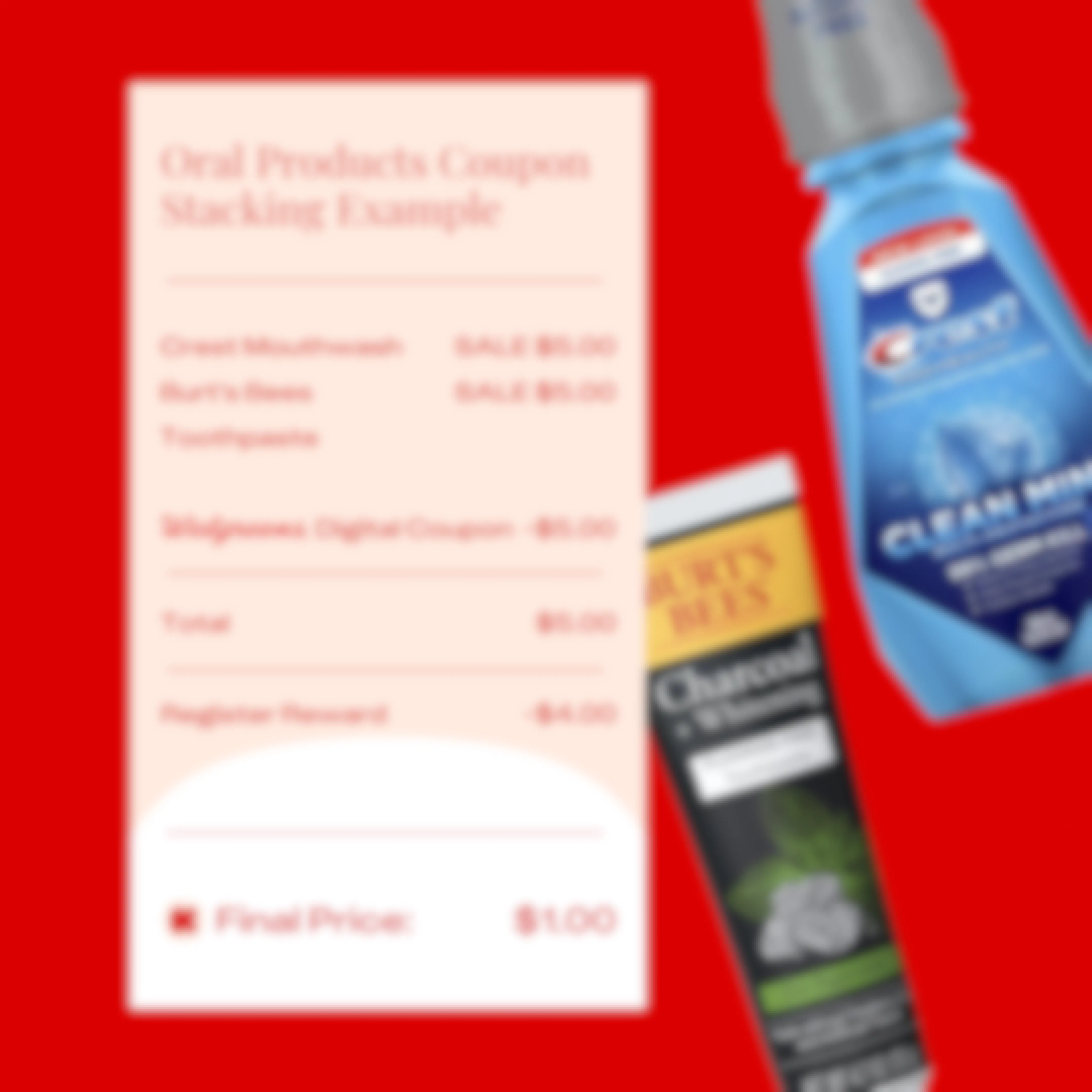 a coupon stacking example for oral products at walgreens
