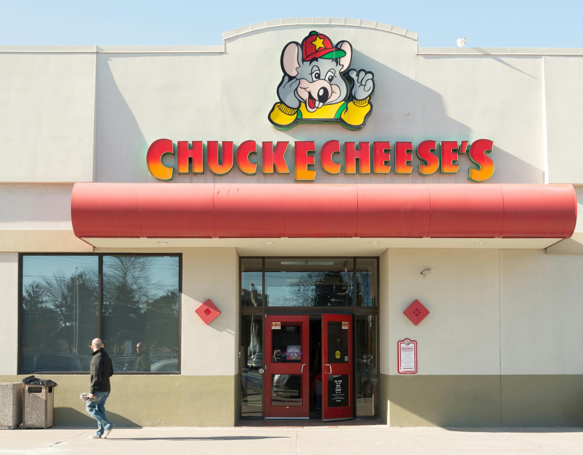 Chuck E Cheese entrance in Canada during the day.