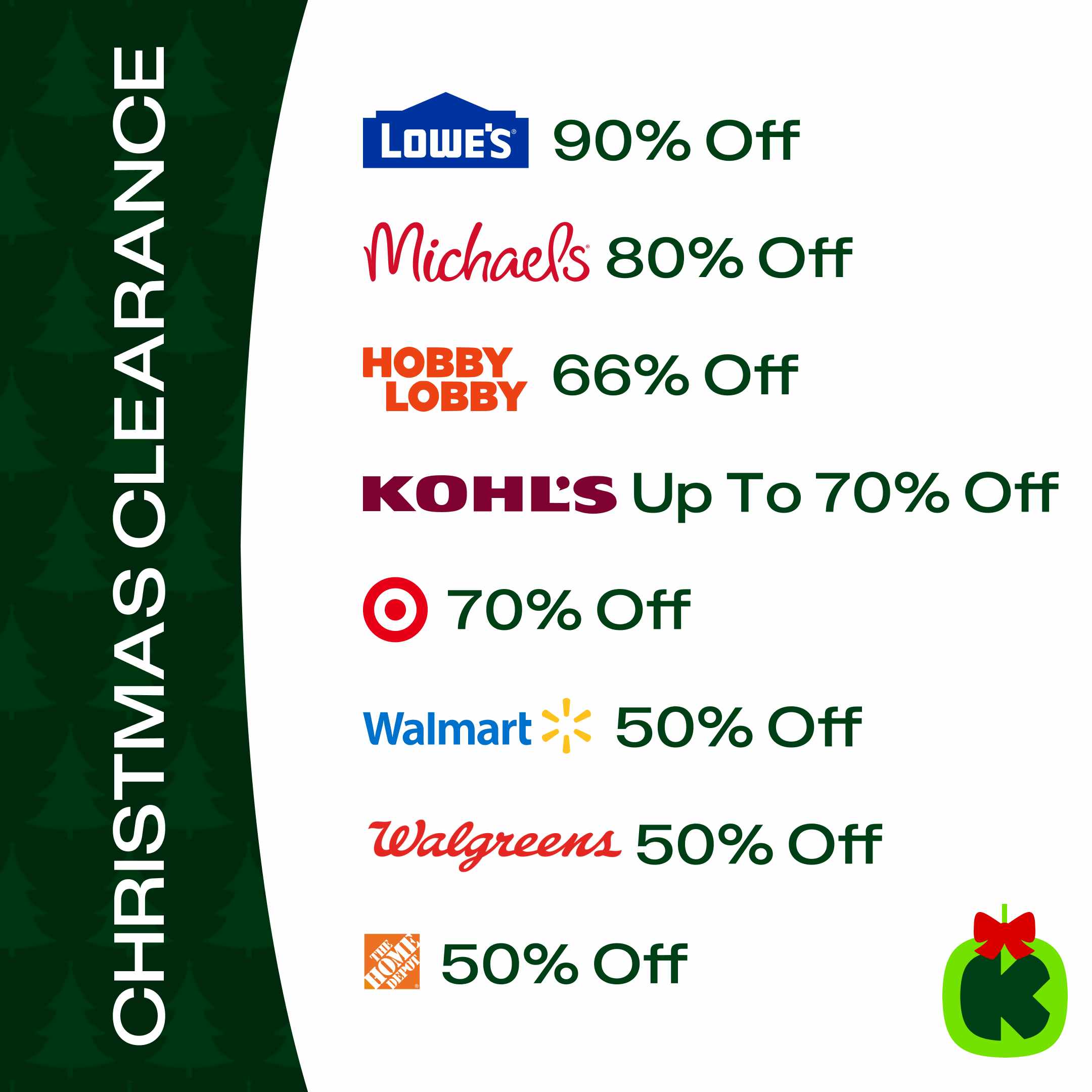 graphic showing christmas clearance schedules