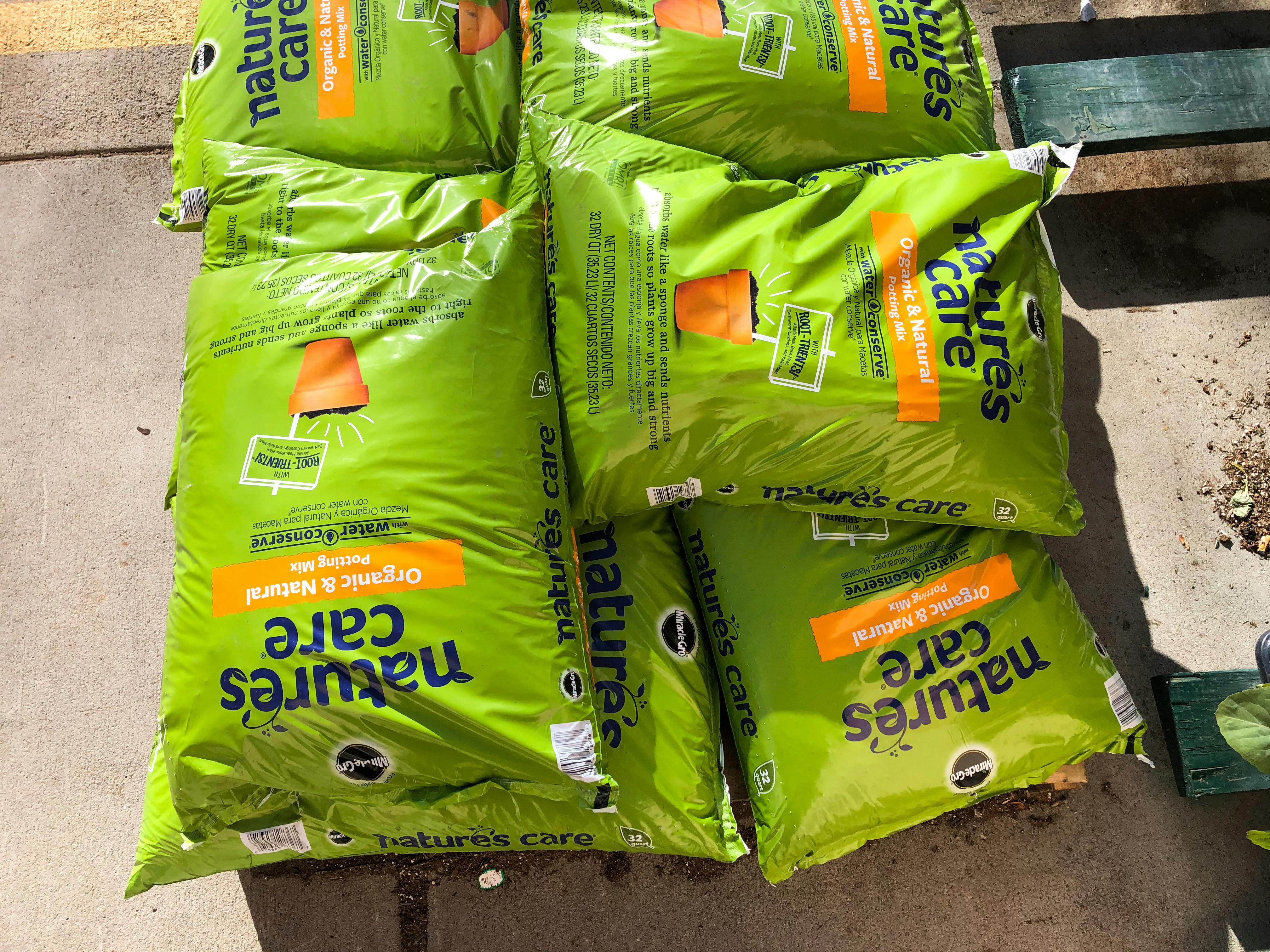 Organic soil in a pile at Home Depot.