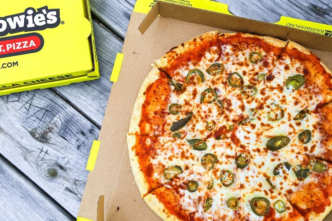 Jalapeno pizza form Hungry Howie's in a box