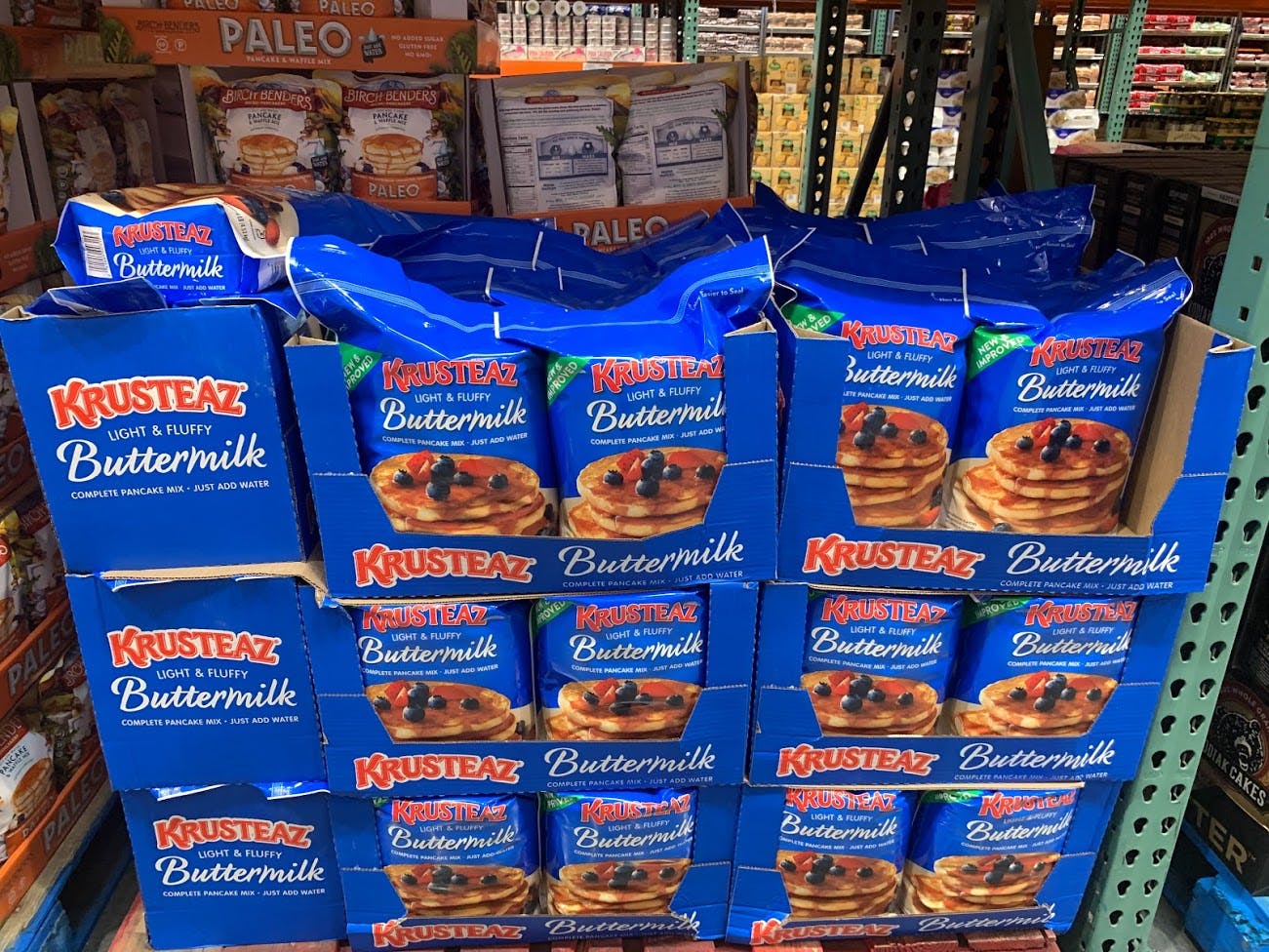 Buy Krusteaz Complete Buttermilk Pancake Mix at Costco.